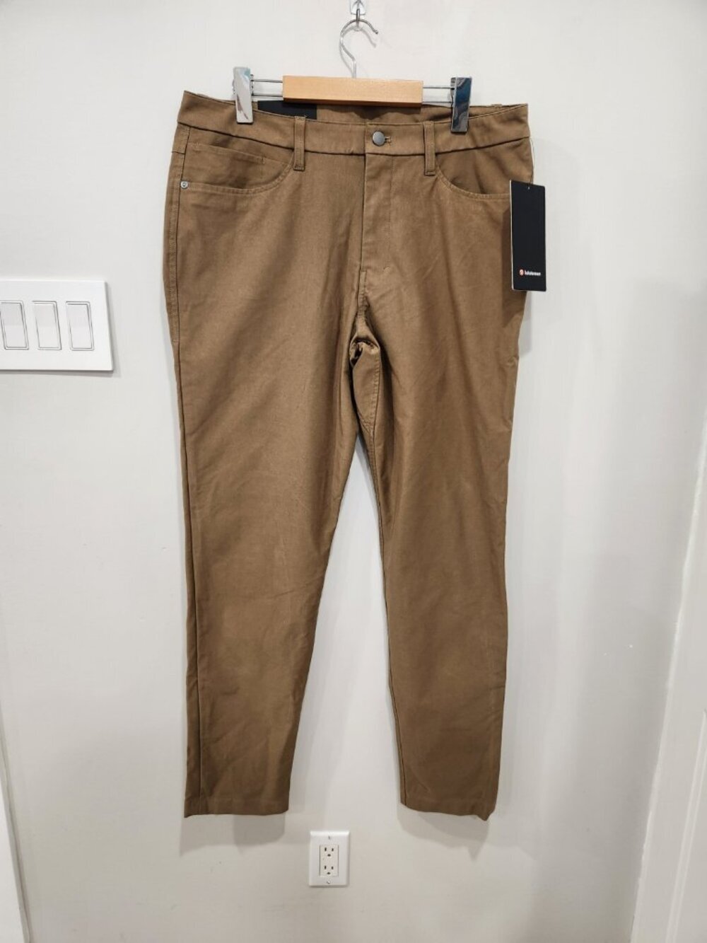 Lululemon ABC Slim Fit 5 Pocket Utilitech Pants Mens 34 Tan 34" Length NWT LMSAQ